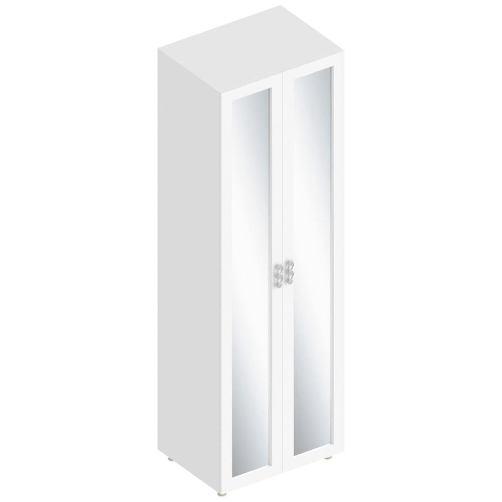 Шкаф 2-ств с 2 отделениями с зеркалом  МС "Сандра"(Белый лофт)