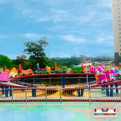 Большая катальная горка «Карамельный поезд», 5 кабинок 10 мест, 18×12×1,9 м