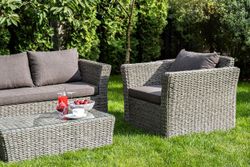 "Капучино" лаунж-зона из искусственного ротанга (гиацинт), цвет серый