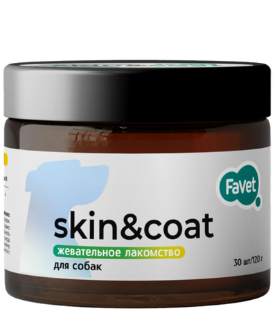 Favet Функциональное лакомство MultivitaminDog Soft Chews для кожи и шерсти для собак 120гр.