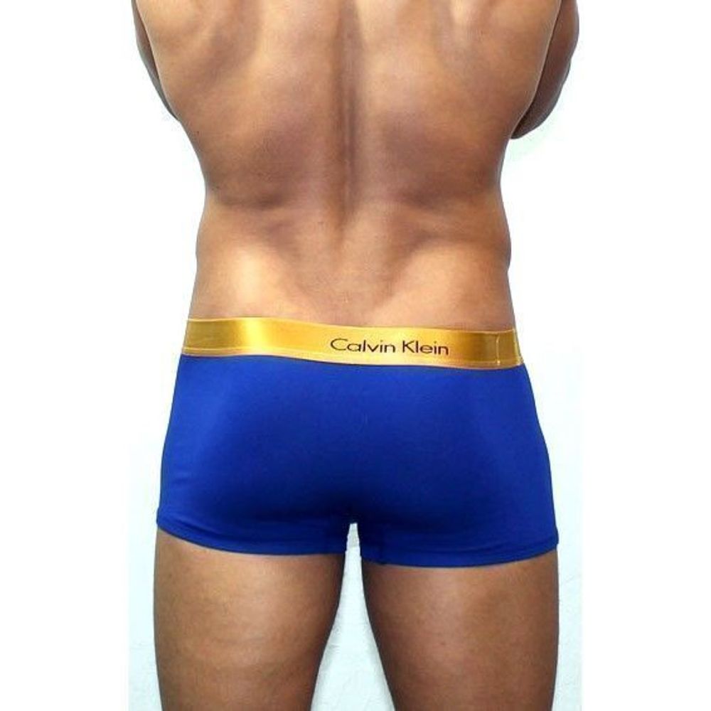 Мужские трусы боксеры синие с золотистой резинкой Calvin Klein Bold Trunks
