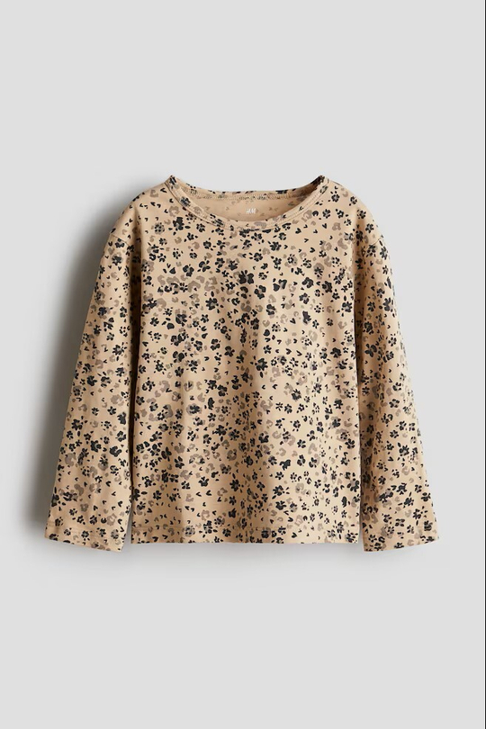 H&M Топ с принтом, бежевый