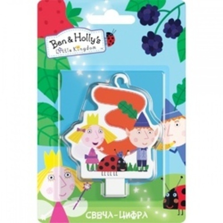Свеча Цифра 3, Бен и Холли, 8см