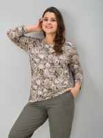 Лонгслив ЛНв-306/бежевый-листья