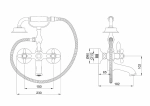 Смеситель для ванны с душем WONZON & WOGHAND RETRO WW-88639020-PG золото глянцевое
