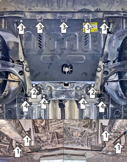 Защита стальная 2 мм двигателя и кпп для Renault Samsung XM3 2020-2024 Motodor.71711