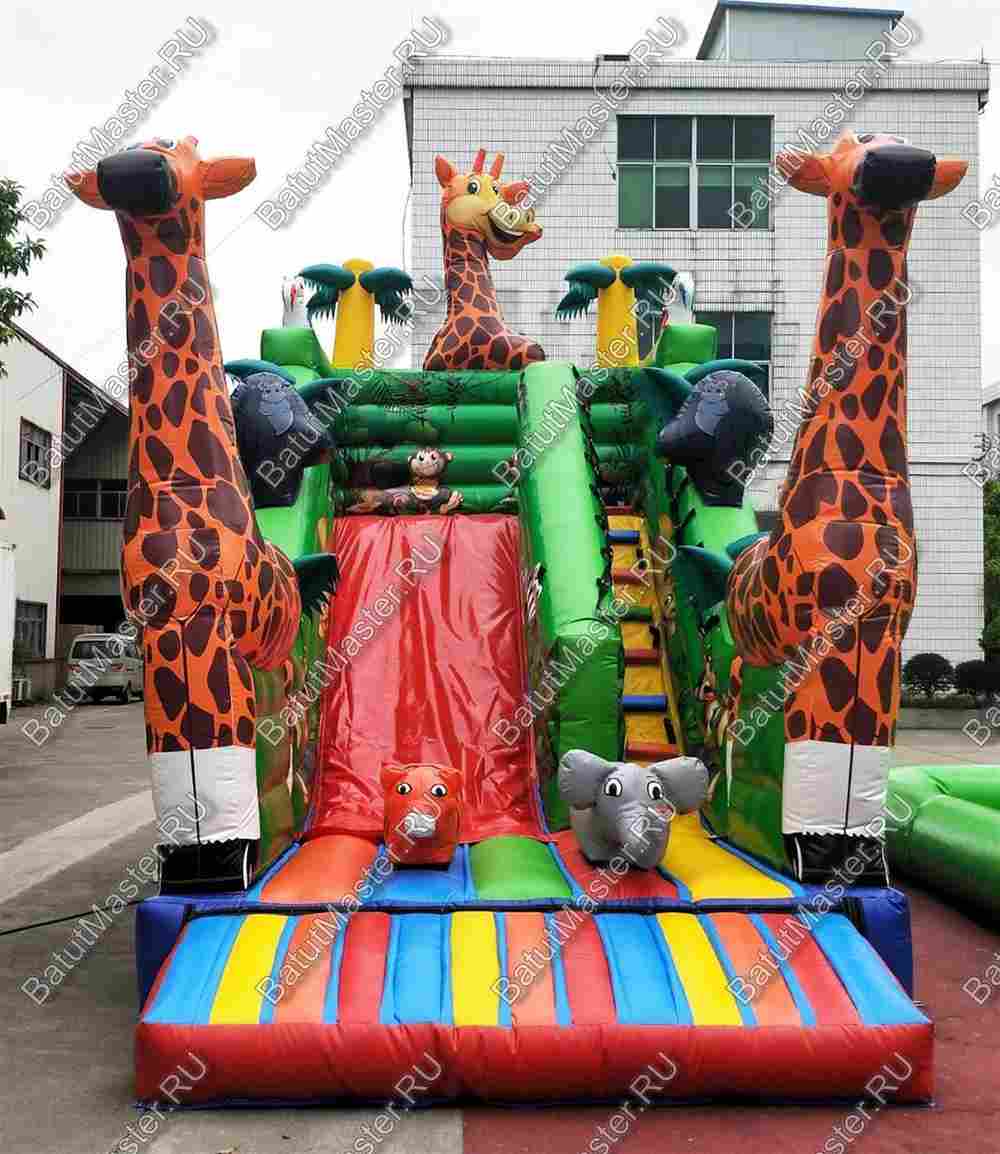 Надувной батут-горка "Веселые жирафы", 7*3,5*5 м
