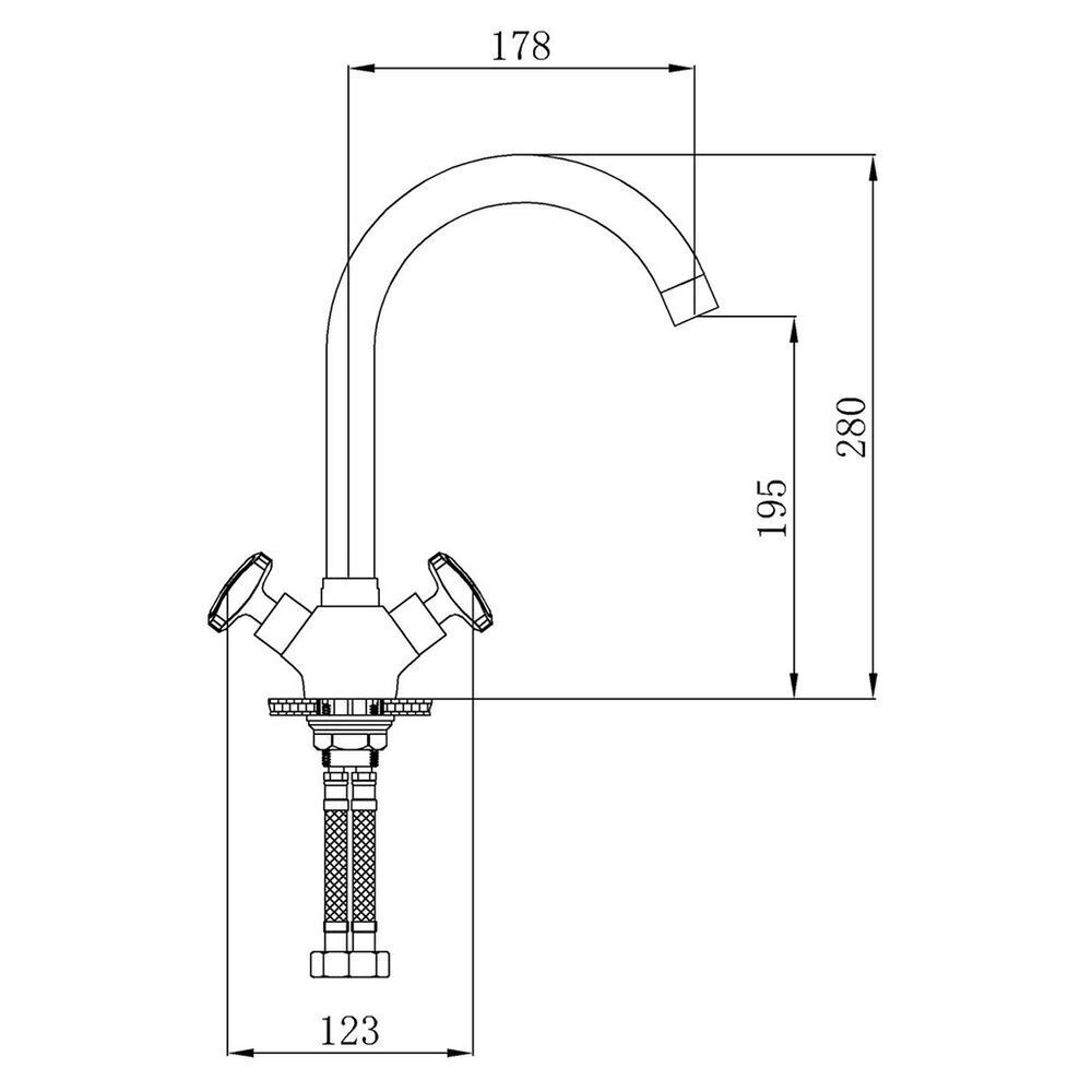 Смеситель для кухни, РМС, с кран-буксой, хром, SL117-274F