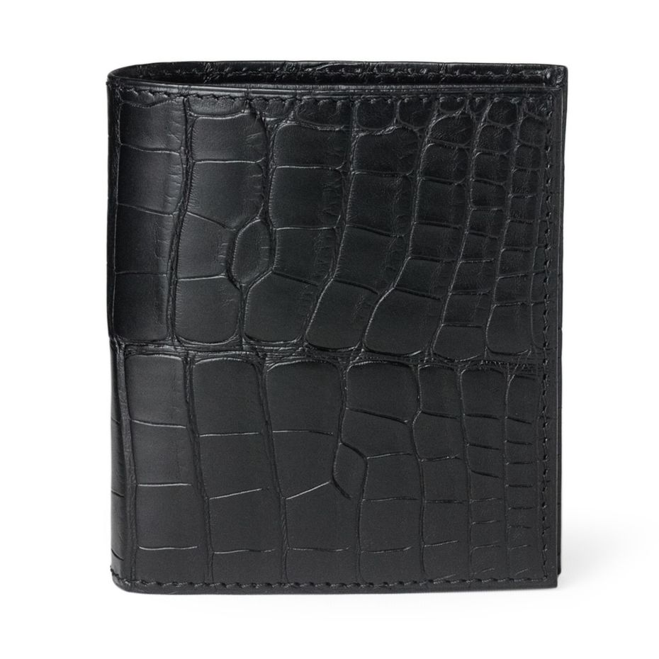 Портмоне-кошелек Carre Premium из натуральной кожи крокодила, черного цвета