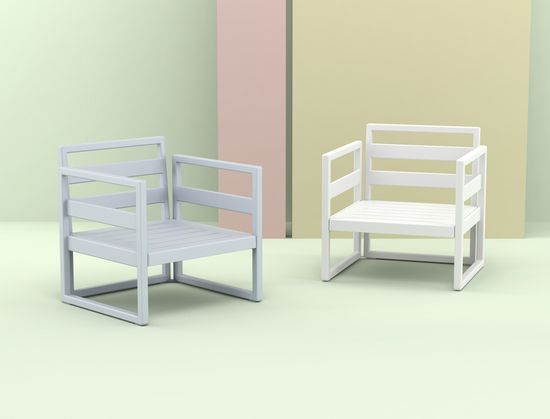 Кресло  уличное пластиковое с подушками Mykonos бежевое