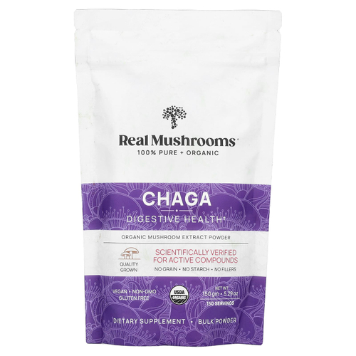 Real Mushrooms, Чага, органический экстракт грибов в порошке, 150 г (5,29 унции)