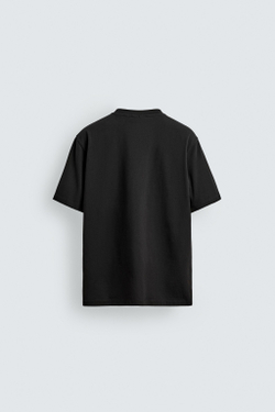 ZARA ФУТБОЛКА MEDIUM WEIGHT КЛАССИЧЕСКОГО КРОЯ ORIGINS, ЧЕРНЫЙ