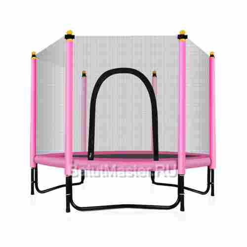 Батут с сеткой, диаметр 5 фт, розовый