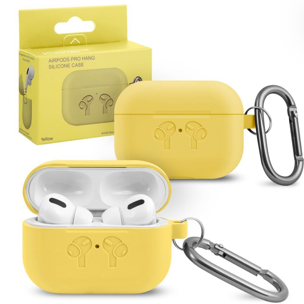 Чехол для AirPods Pro Hang Silicone HF (Yellow) с карабином