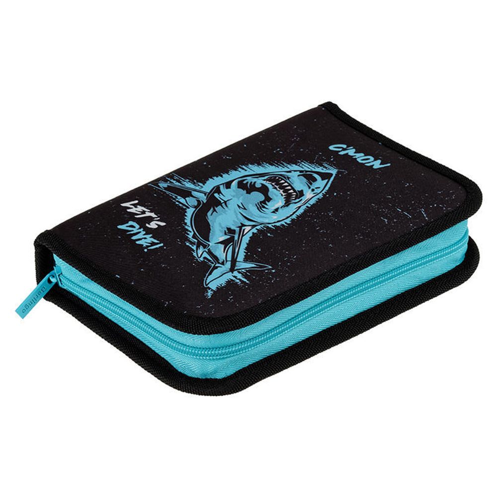 Пенал 1 отделение 200*140*40 Berlingo Shark, откидная планка, полиэстер