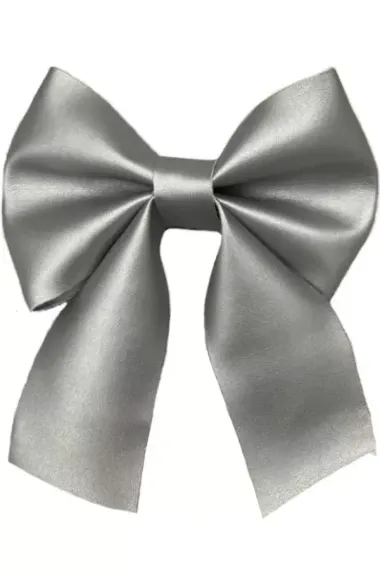 Елочное украшение Бант, 240 мм., серебро, Эко-кожа, ПромЕлка (БТ5-240SILVER)