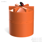 Ёмкость для перевозки воды и жидких удобрений, КАС Полимер-Групп V-10000 КАС (откидная крышка) 10000 л. вертикальная (2315x2315x2675см;270кг;оранжевый) - арт.559059