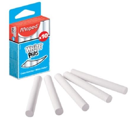 Мел школьный белый, круглый, 10шт упак., Maped White peps