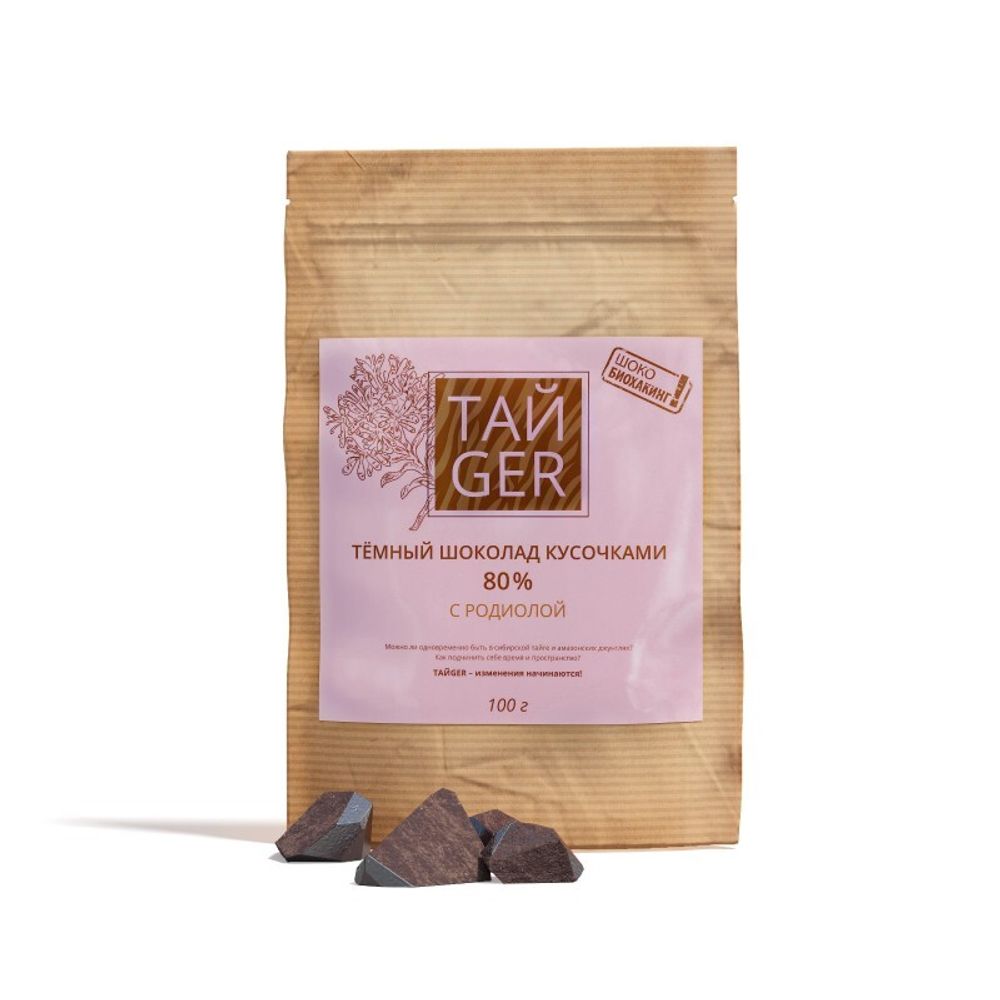 ТайGer тёмный шоколад кусочками 80% с родиолой 100г