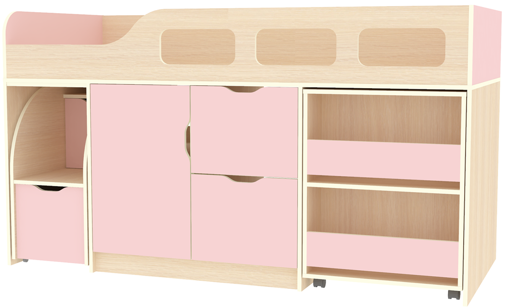 Кровать-чердак КарИВи Астра 8  Дуб Молочный Розовый