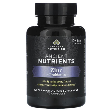 Dr. Axe / Ancient Nutrition, Цинк + пробиотики`` 30 капсул