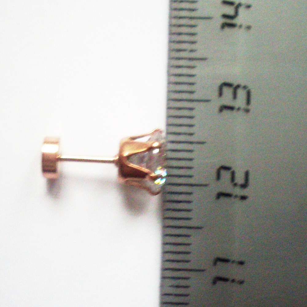 Микроштанга ( 6 мм) для пирсинга уха с кристаллом 8 мм. Медицинская сталь, золотое анодирование.