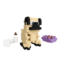 Marioinex - Мини-конструктор Waffle POCKET PETS PUPPIES Мопс 42 элемента. 907849