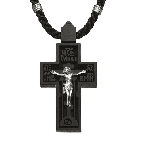 Крест из дерева с серебряным распятием