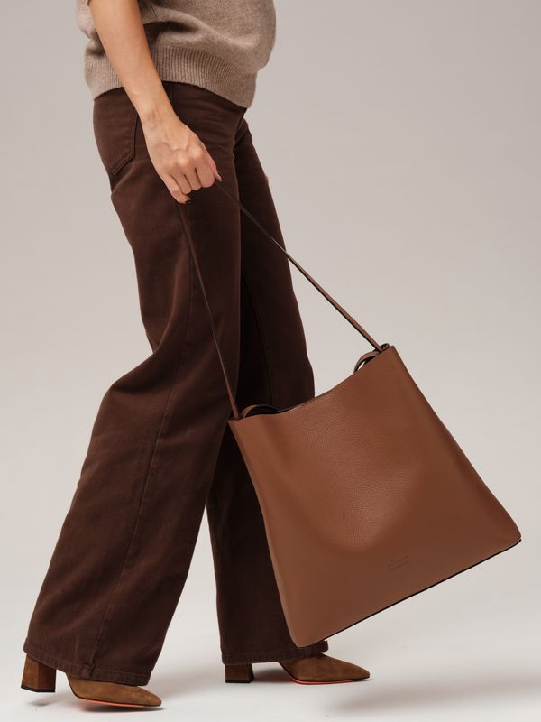 Кожаная сумка шоппер DBR 30948 темный орех