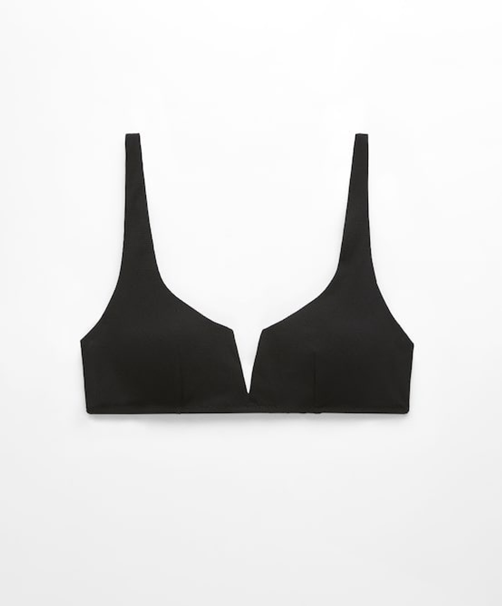 OYSHO Топ бикини халтер из ткани пике, черный