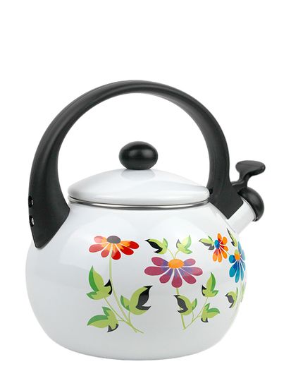 Чайник 2,2 л. эмалированный со свистком Kamille KM 1030 с черной бакелитовой ручкой