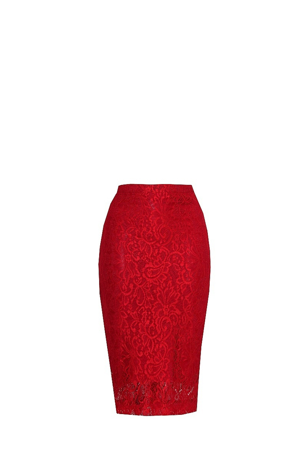 Юбка-миди кружевная красная