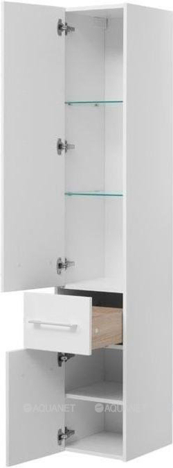 Шкаф-пенал для ванной Aquanet Августа 35 L белый (ручки хром)