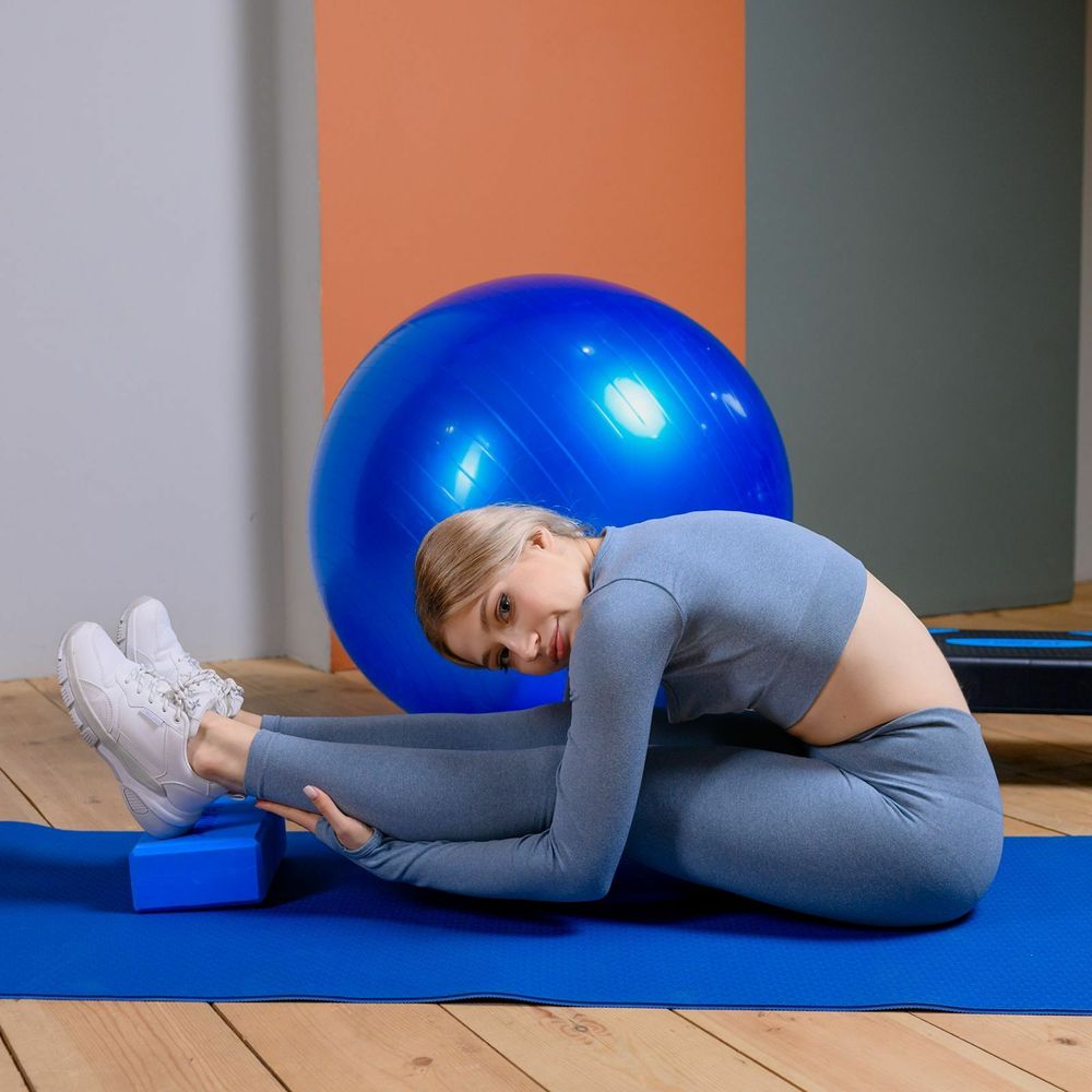 Коврик для йоги и фитнеса UNIX Fit двусторонний, 180 х 61 х 0,6 см, двуцветный, голубой