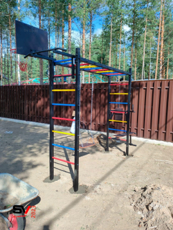 Монтаж уличной шведской стенки Sv Sport Рукоход (4 вертикальных столба)