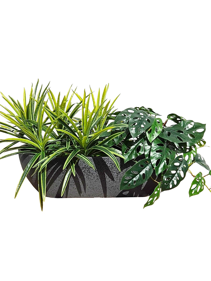 Искусственные зеленые растения 65см в длинном кашпо Лофт