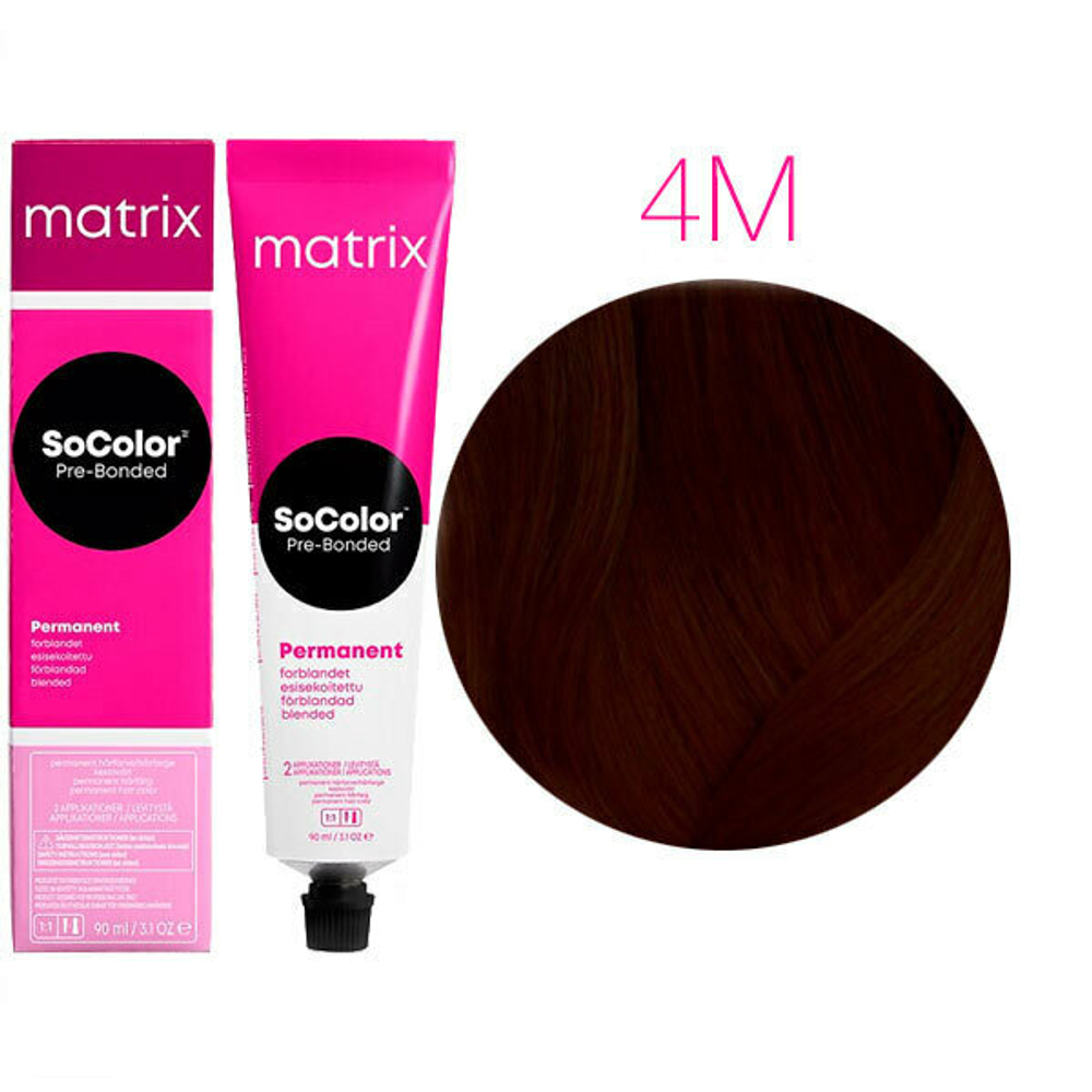 Matrix Краска для волос без аммиака  SoColor Pre-Bonded 4M Шатен мокка 90 мл.