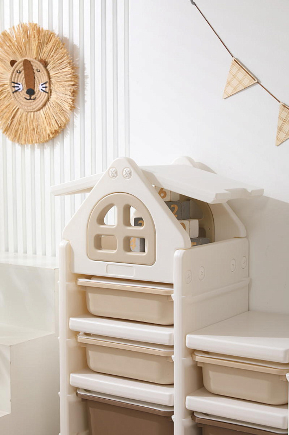 Стеллаж для игрушек UNIX Kids 12 ящиков Camel