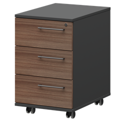 Тумба мобильная/подвесная левая KZT-61L Темный шимо/Графит 416x568x648 Кортез