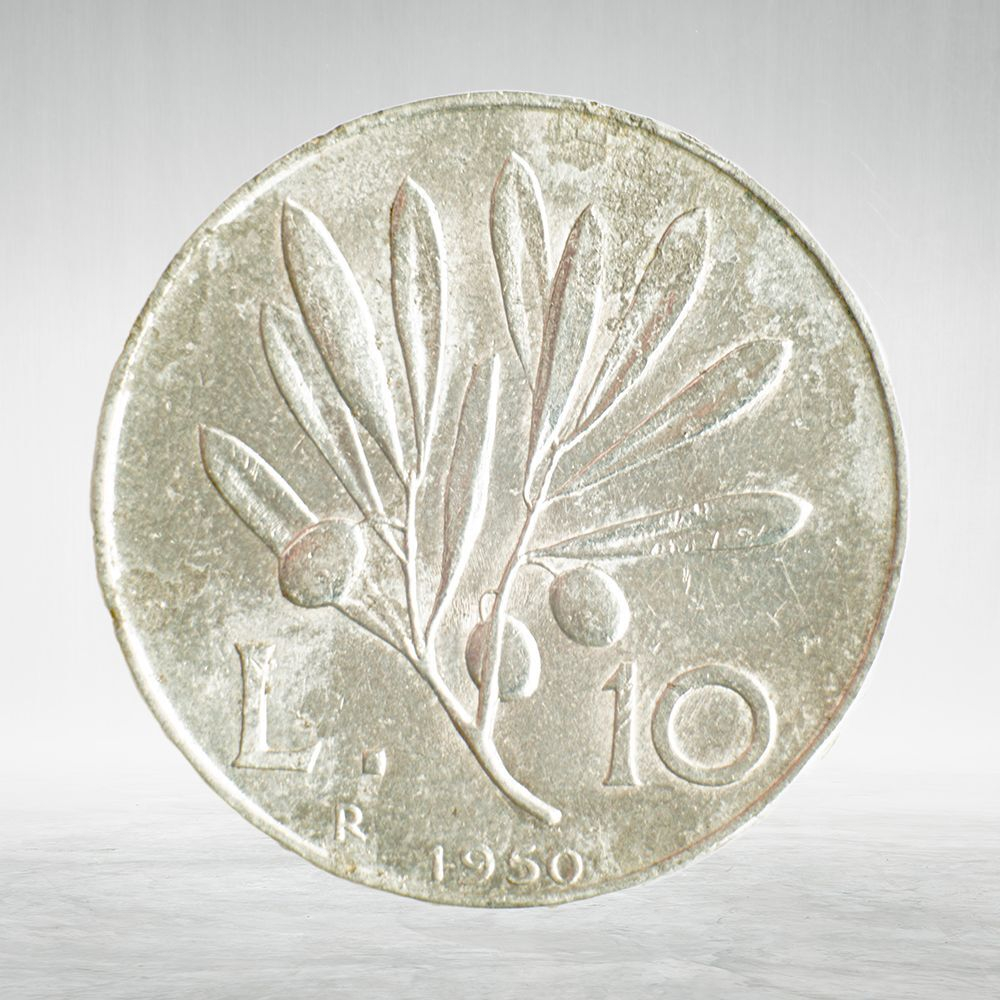 Italy 10 Lire 1950 R "Pegasus and Olive Branch", VF