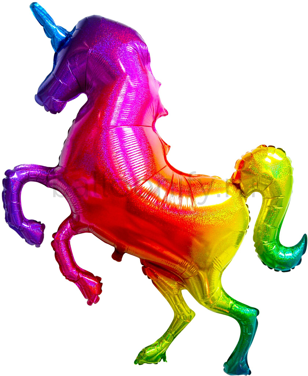 Шар (53''/135 см) Фигура, Сверкающий единорог, Радужный, Голография, 1 шт.