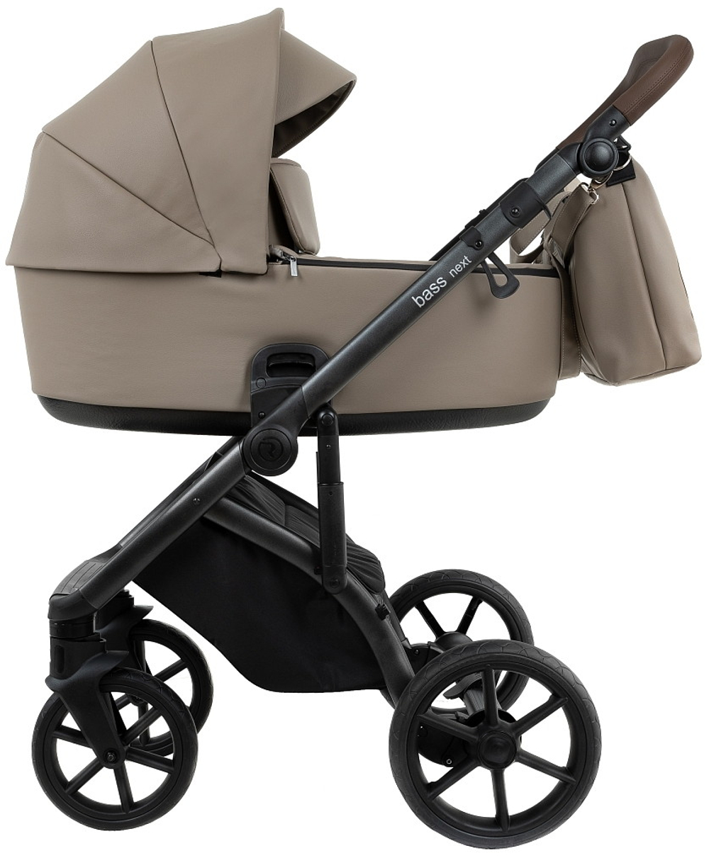 Детская коляска Roan Bass Next Кожа 2.0 3 в 1 с автокреслом Tutis Elo Lux EduSky Black BNL/71/2 Cappucino/Black/ руч.Коричневый