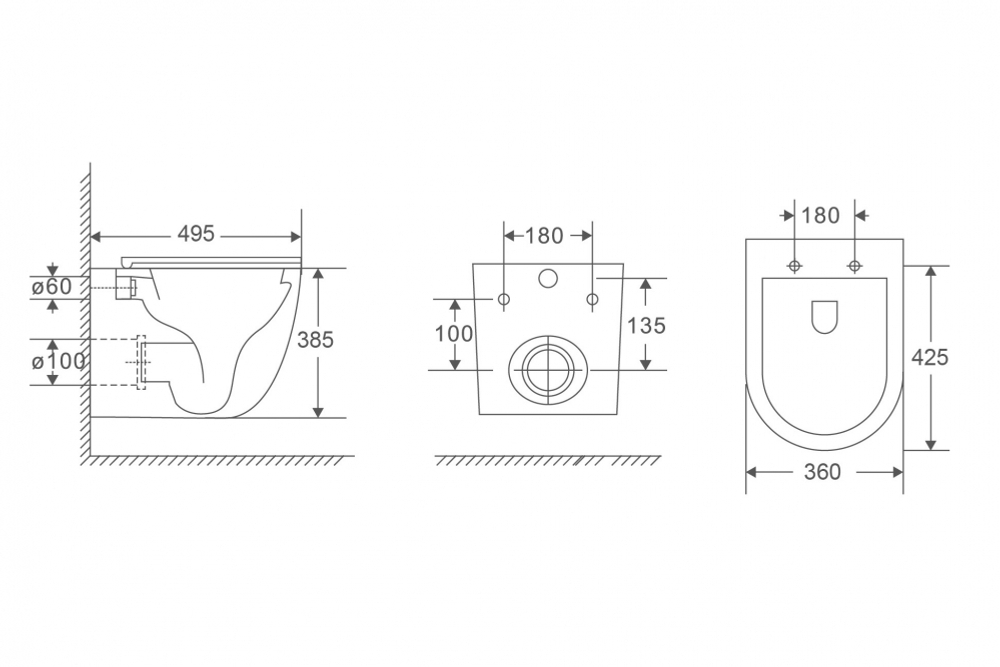 Унитаз ABBER Bequem AC1131TC подвесной белый, безободковый, смыв торнадо, с закрытым дном