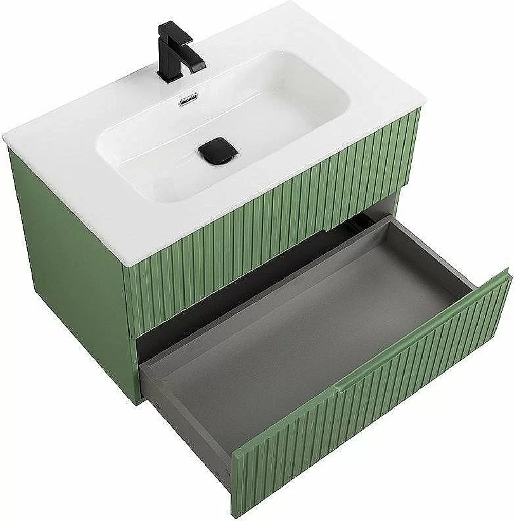 Тумба с раковиной Cezares DUET-N 80 DUET-N-800-2C-SO-PS-P фисташковый софт