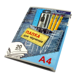 Папка для черчения А4 20л., Alingar , без рамки, мелованный картон,190 г/м2, "Джинсовый стиль"