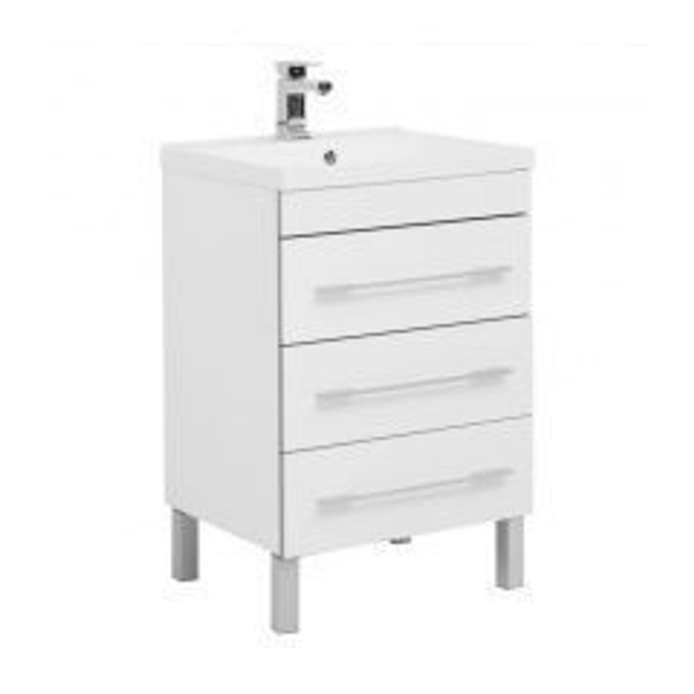 Тумба с раковиной Aquanet Верона NEW 58 белый (напольная 3 ящика)