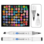 Маркер для скетчинга, двусторонние, Basir, четырехгранные, 14 мм, спиртовые, 60 шт