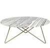 Кофейный столик Marble Ø100х4 см, бело-серый мрамор, золотые ножки