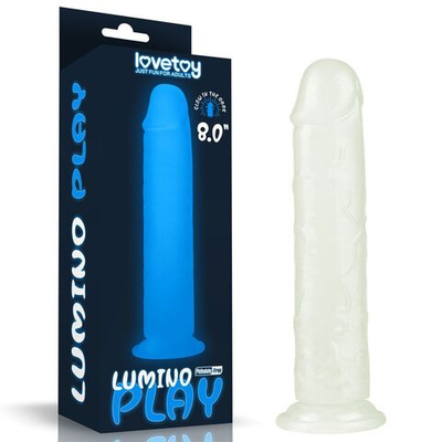 Прозрачный, светящийся в темноте фаллоимитатор Lumino Play Dildo - 21 см. (Цвет: прозрачный)