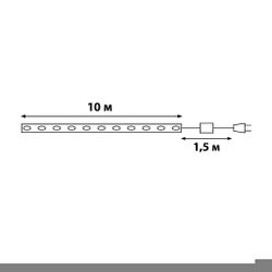 ULD-S1000-100-DGA WHITE IP20 DEW BAND Гирлянда светодиодная Полоса. 10м. 100 светодиодов. Белый свет. Провод зеленый. ТМ Uniel